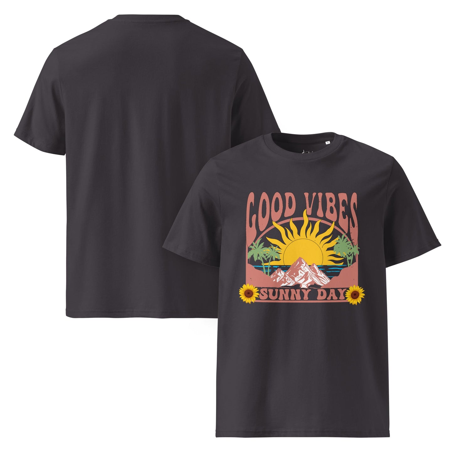 Good Vibes Sunny Day T-Shirt – Retro Sommer Design aus Bio - Baumwolle | Unisex Boho Shirt - YogaStylz
