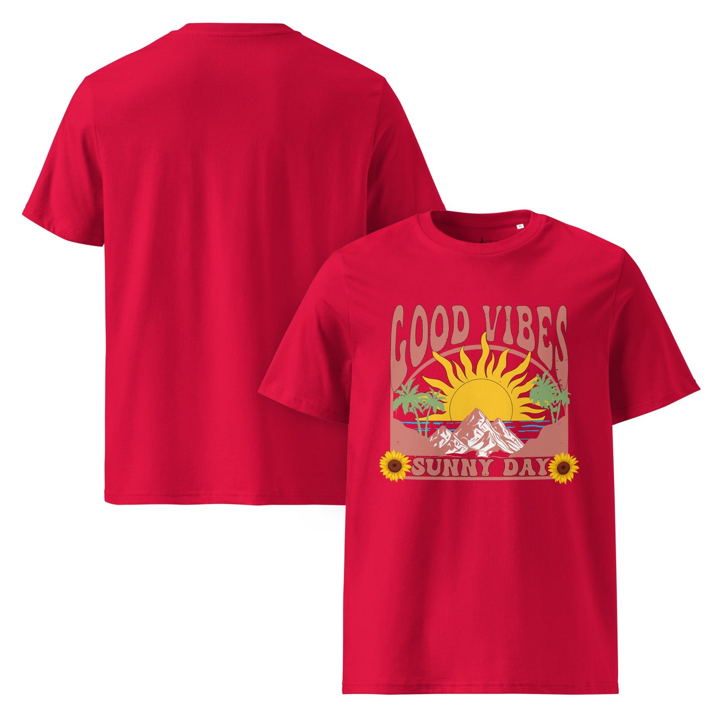 Good Vibes Sunny Day T-Shirt – Retro Sommer Design aus Bio - Baumwolle | Unisex Boho Shirt - YogaStylz