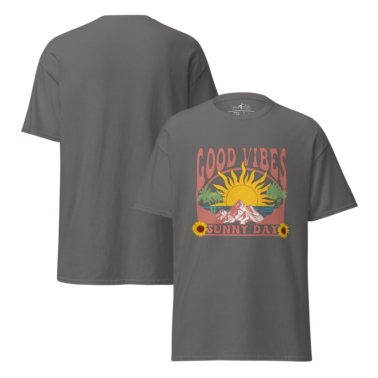 Good Vibes Sunny Day T-Shirt – Retro Sommer Design – Vintage Unisex Shirt aus Baumwolle – Gute Laune Look - YogaStylz