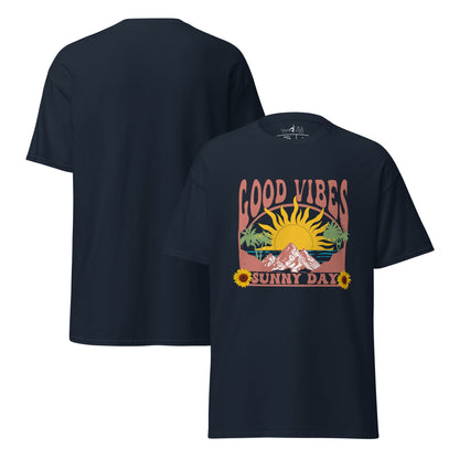 Good Vibes Sunny Day T-Shirt – Retro Sommer Design – Vintage Unisex Shirt aus Baumwolle – Gute Laune Look - YogaStylz