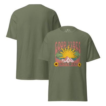 Good Vibes Sunny Day T-Shirt – Retro Sommer Design – Vintage Unisex Shirt aus Baumwolle – Gute Laune Look - YogaStylz
