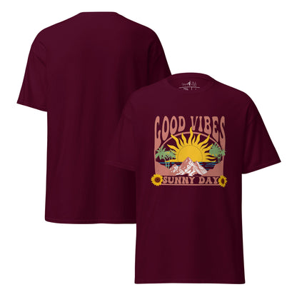 Good Vibes Sunny Day T-Shirt – Retro Sommer Design – Vintage Unisex Shirt aus Baumwolle – Gute Laune Look - YogaStylz