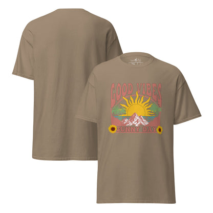 Good Vibes Sunny Day T-Shirt – Retro Sommer Design – Vintage Unisex Shirt aus Baumwolle – Gute Laune Look - YogaStylz