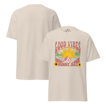 Good Vibes Sunny Day T-Shirt – Retro Sommer Design – Vintage Unisex Shirt aus Baumwolle – Gute Laune Look - YogaStylz