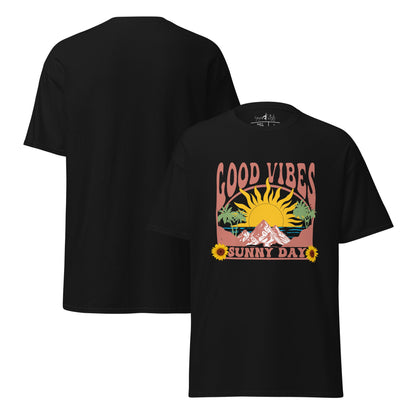 Good Vibes Sunny Day T-Shirt – Retro Sommer Design – Vintage Unisex Shirt aus Baumwolle – Gute Laune Look - YogaStylz