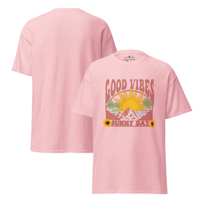 Good Vibes Sunny Day T-Shirt – Retro Sommer Design – Vintage Unisex Shirt aus Baumwolle – Gute Laune Look - YogaStylz