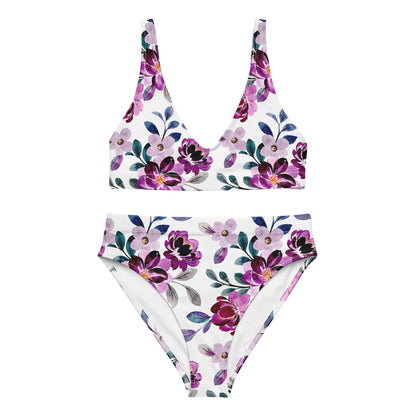 High Waist Bikini „Purple Blossom“ – elegant, bequem - YogaStylz