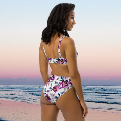 High Waist Bikini „Purple Blossom“ – elegant, bequem - YogaStylz