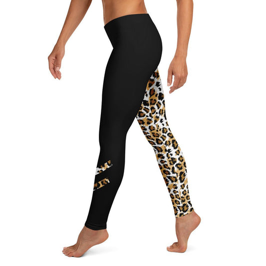 Leggings Leopard meets Black Elegance - YogaStylz
