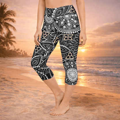Mandala Capri - Yoga - Leggings – Schwarz - Weiß - YogaStylz