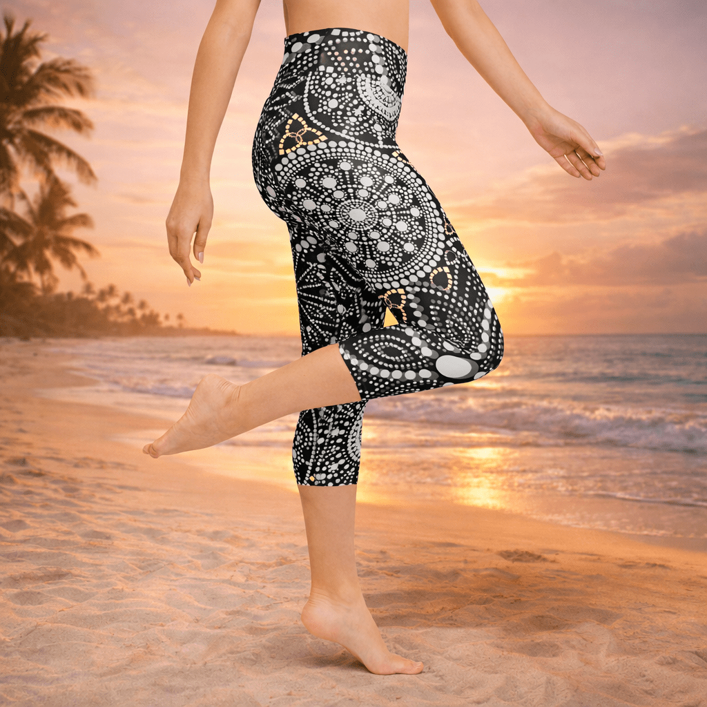 Mandala Capri - Yoga - Leggings – Schwarz - Weiß - YogaStylz