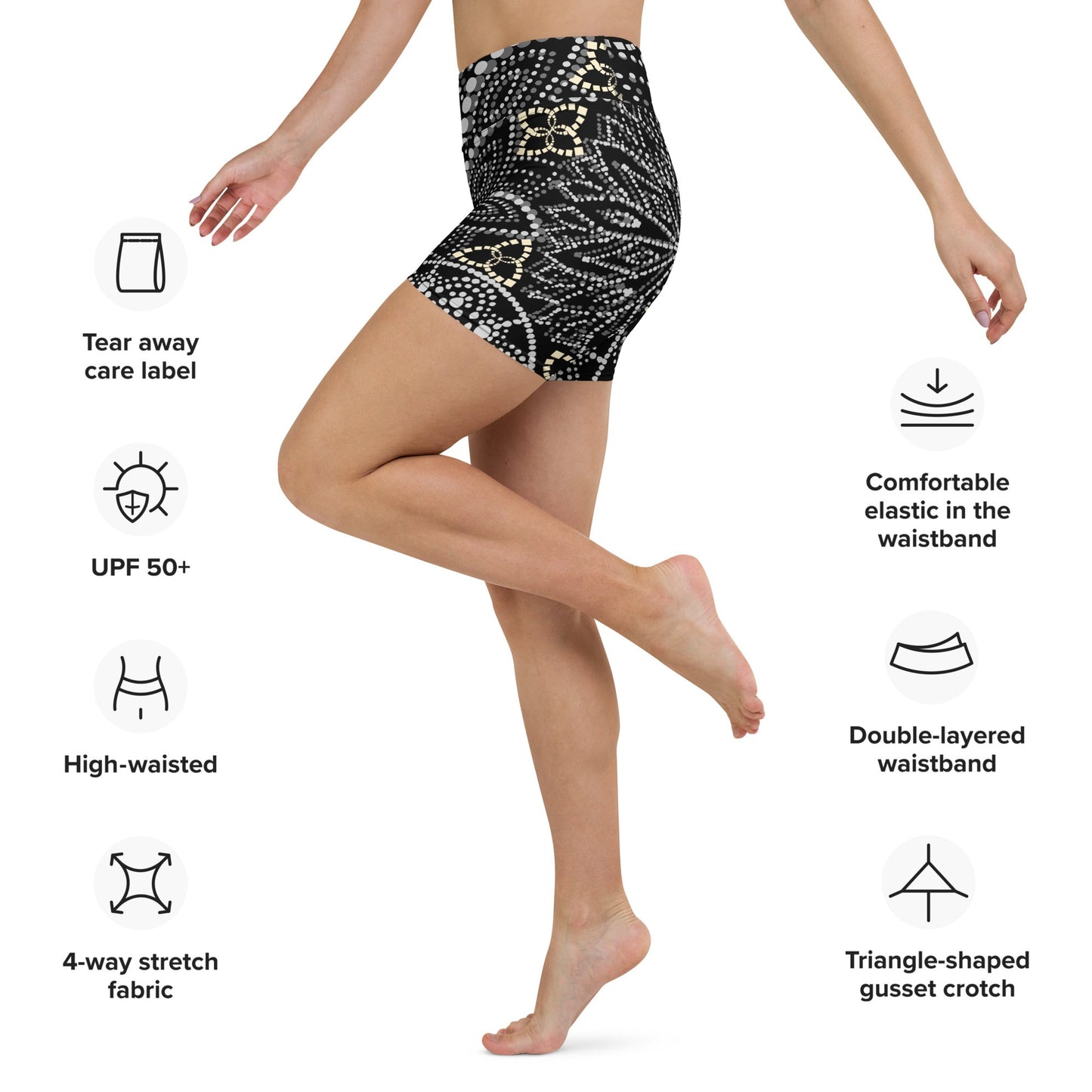 Mandala Kompressions - Leggings Schwarz Weiß – Langlebige Yoga - Leggings mit UV - Schutz | Boho Style & 4 - Wege - Stretch - YogaStylz