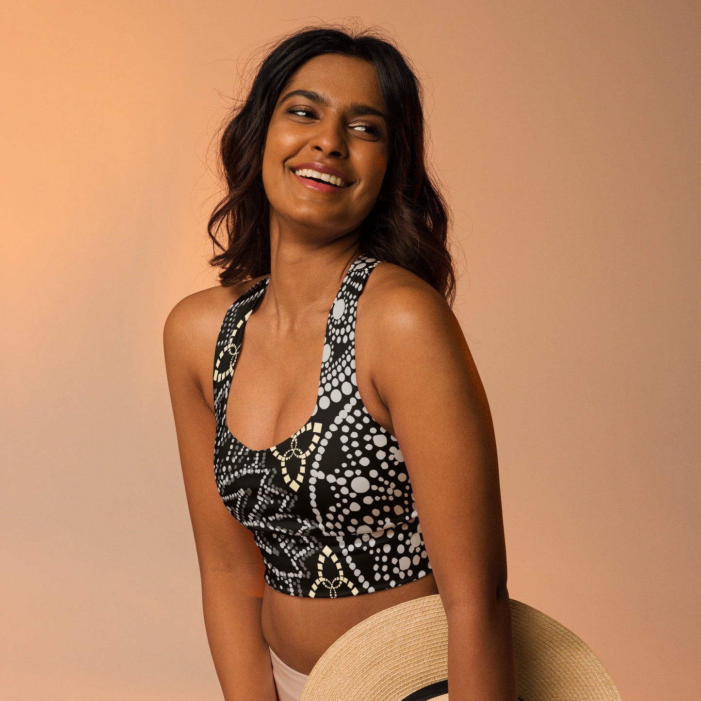 Mandala Kompressions - Sport - BH Schwarz Weiß – Recycelter Halt - BH mit langer Silhouette | Für Training & Streetwear - YogaStylz