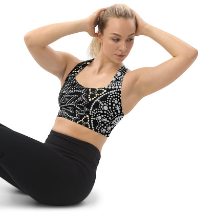 Mandala Kompressions - Sport - BH Schwarz Weiß – Recycelter Halt - BH mit langer Silhouette | Für Training & Streetwear - YogaStylz