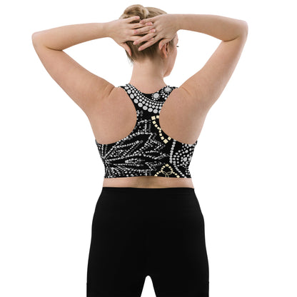 Mandala Kompressions - Sport - BH Schwarz Weiß – Recycelter Halt - BH mit langer Silhouette | Für Training & Streetwear - YogaStylz