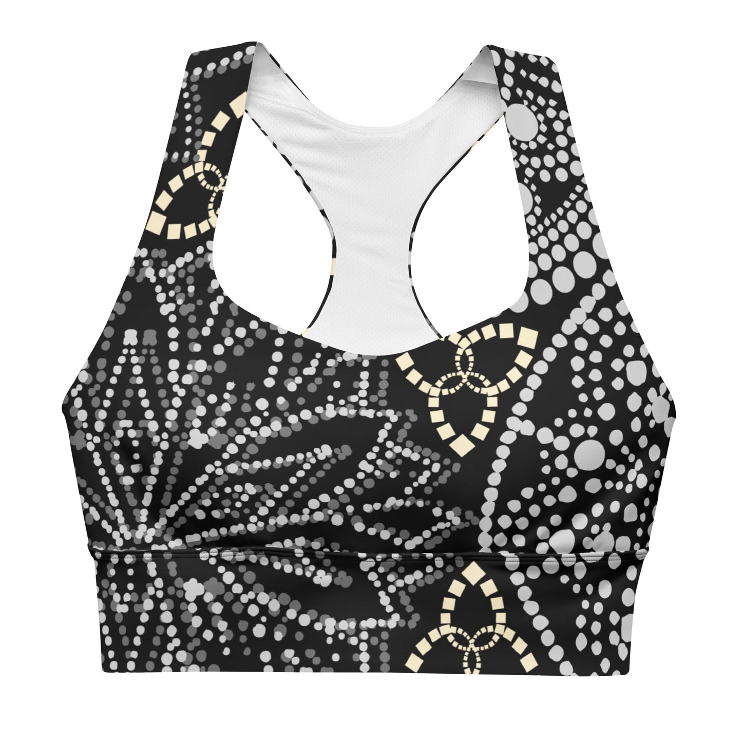 Mandala Kompressions - Sport - BH Schwarz Weiß – Recycelter Halt - BH mit langer Silhouette | Für Training & Streetwear - YogaStylz