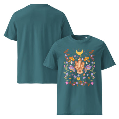 Mystic Bloom – Unisex Bio T-Shirt (Crystal Eye Design) - YogaStylz