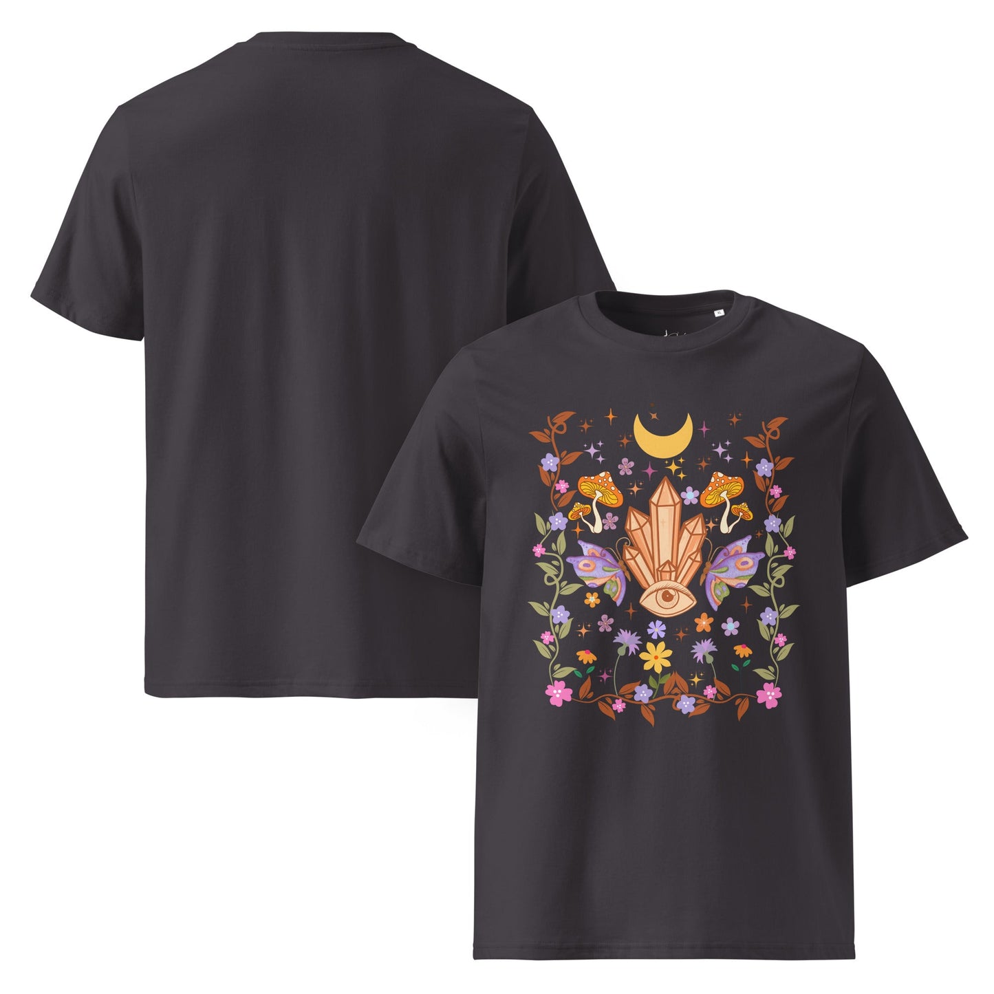 Mystic Bloom – Unisex Bio T-Shirt (Crystal Eye Design) - YogaStylz