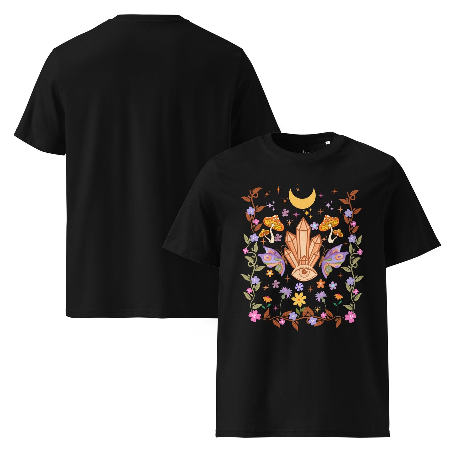 Mystic Bloom – Unisex Bio T-Shirt (Crystal Eye Design) - YogaStylz