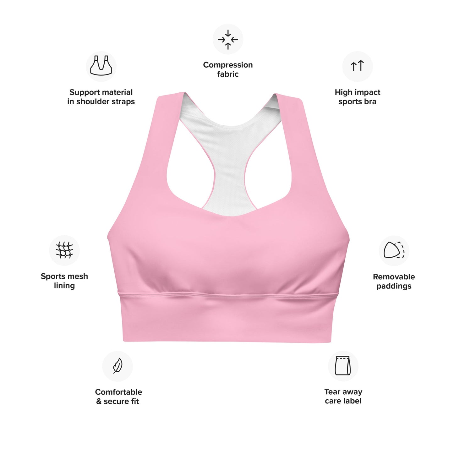 Recycelter Longline - Sport - BH in Cotton Candy - YogaStylz