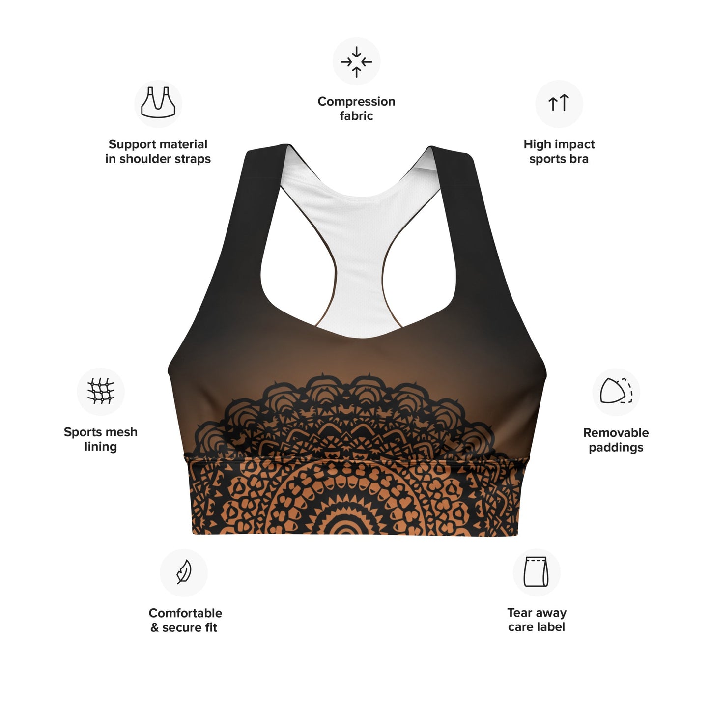 Recycelter Longline - Sport - BH Mandala Sport - BH – Power & Fokus in jedem Training - YogaStylz