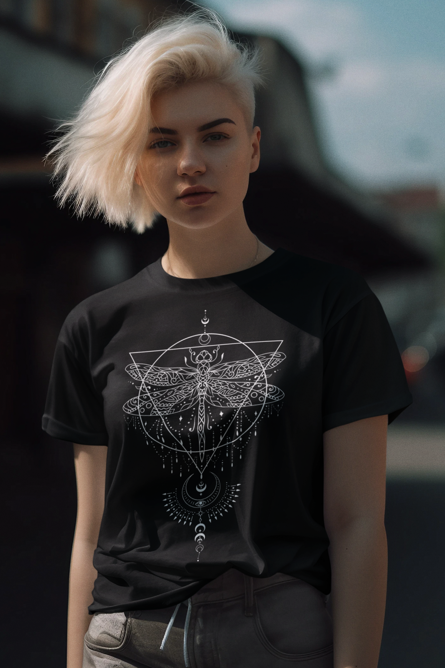Mystical Dragonfly – Unisex Geometric T-Shirt