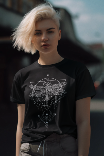 Mystical Dragonfly – Unisex Geometric T-Shirt