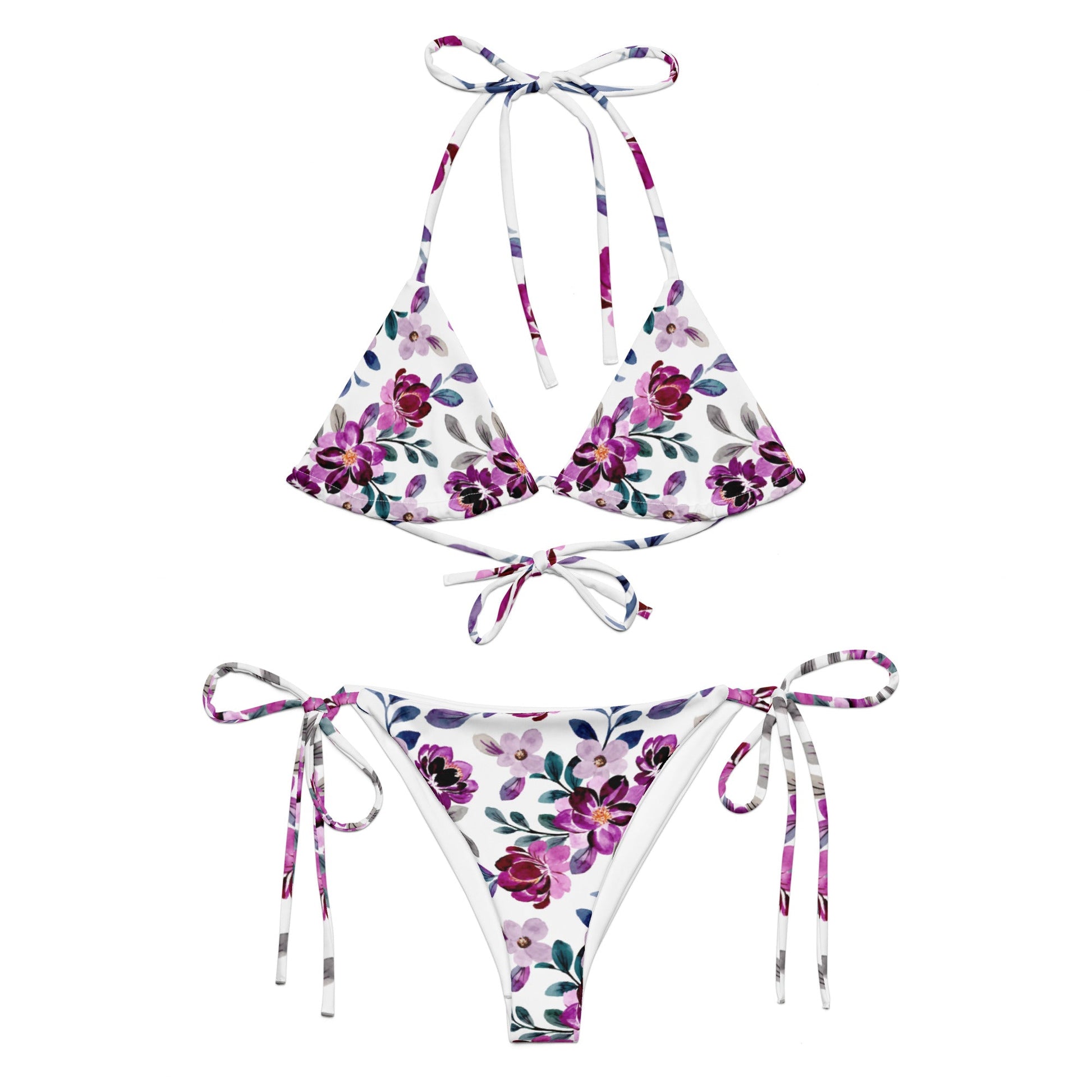 Schnürbikini „Purple Blossom“ – verspielt, flexibel - YogaStylz