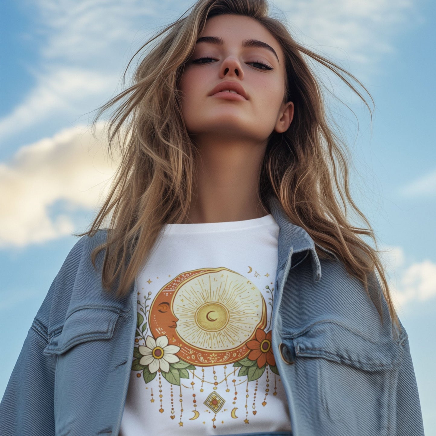 Sonne Mond T-Shirt | Celestial Boho Shirt | Unisex Bio Baumwolle | Nachhaltige Mode - YogaStylz