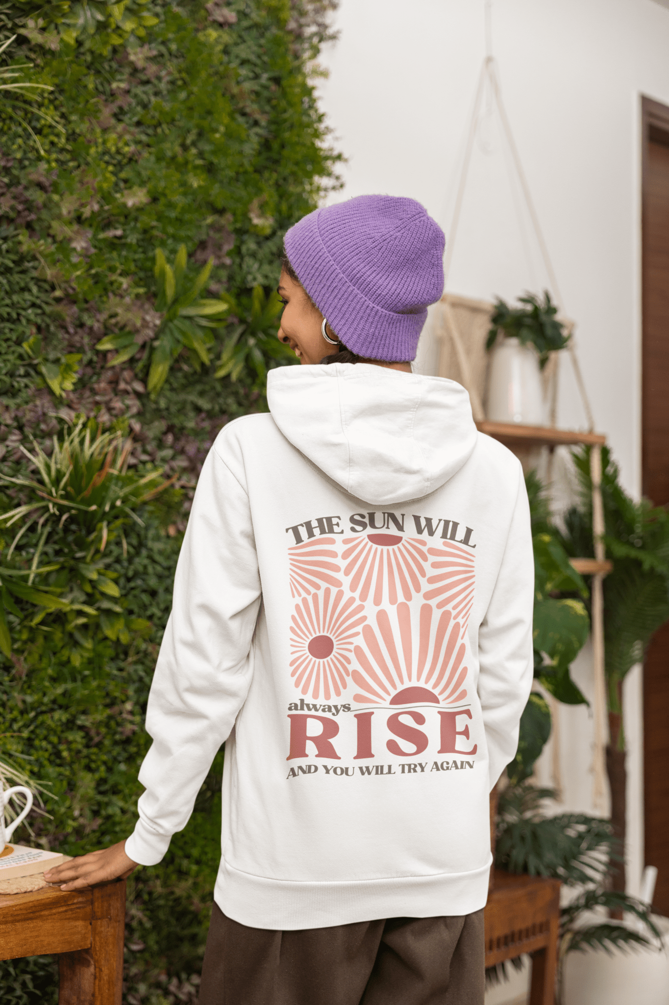 Sonnen Hoodie mit Rückenprint | The Sun Will Always Rise | Positives Statement - YogaStylz