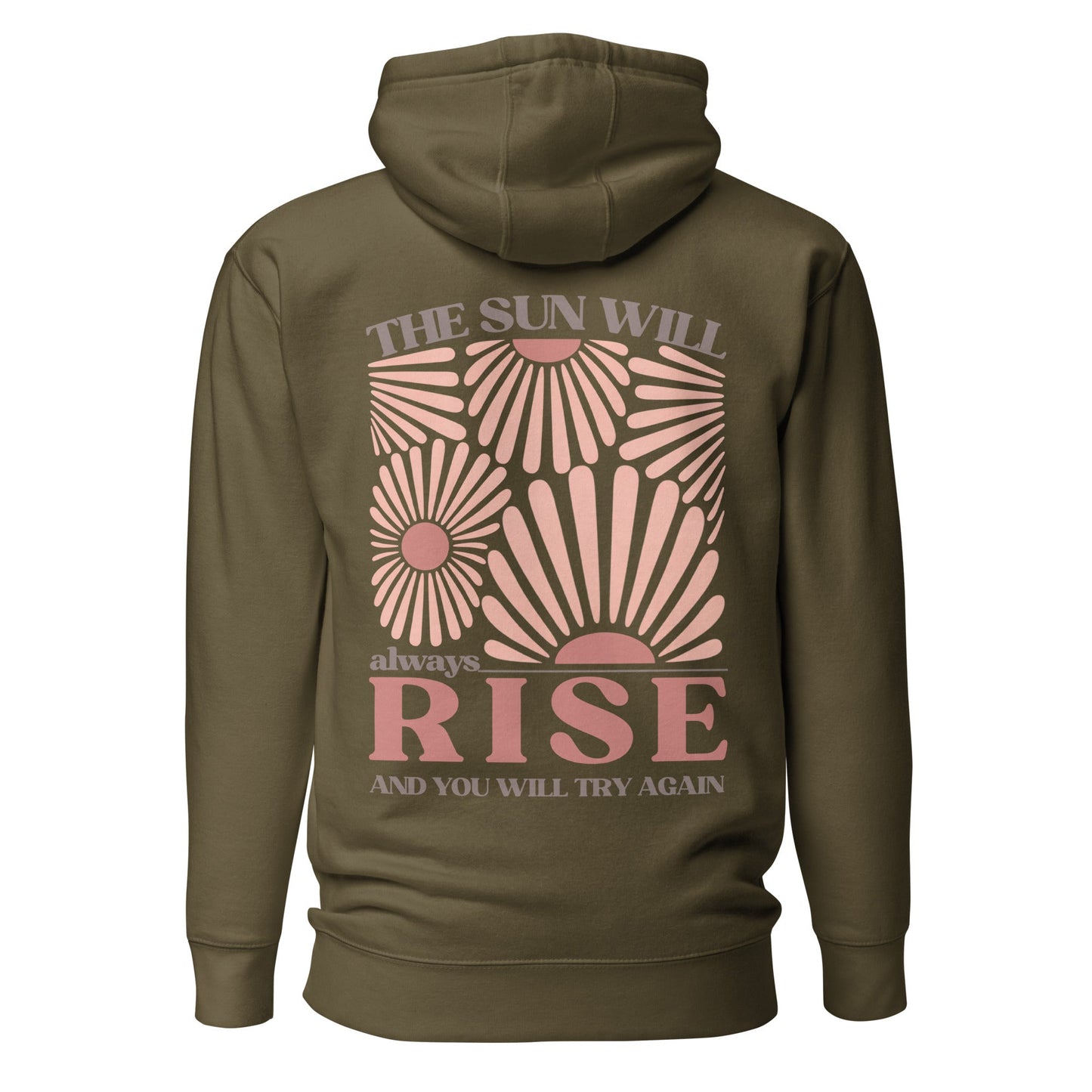 Sonnen Hoodie mit Rückenprint | The Sun Will Always Rise | Positives Statement - YogaStylz