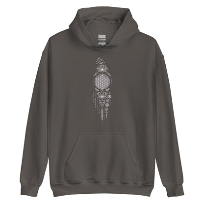 Spiritueller Hoodie mit Geometrie & Lotus – Boho Kapuzenpullover – Unisex – Achtsamkeit & Energie – Mandala Design - Unisex - Kapuzenpullover - YogaStylz