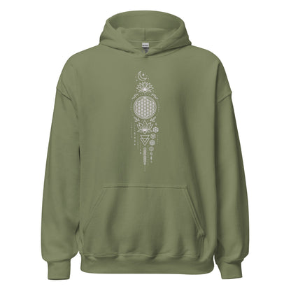 Spiritueller Hoodie mit Geometrie & Lotus – Boho Kapuzenpullover – Unisex – Achtsamkeit & Energie – Mandala Design - Unisex - Kapuzenpullover - YogaStylz