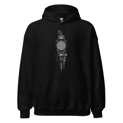 Spiritueller Hoodie mit Geometrie & Lotus – Boho Kapuzenpullover – Unisex – Achtsamkeit & Energie – Mandala Design - Unisex - Kapuzenpullover - YogaStylz