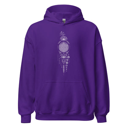 Spiritueller Hoodie mit Geometrie & Lotus – Boho Kapuzenpullover – Unisex – Achtsamkeit & Energie – Mandala Design - Unisex - Kapuzenpullover - YogaStylz