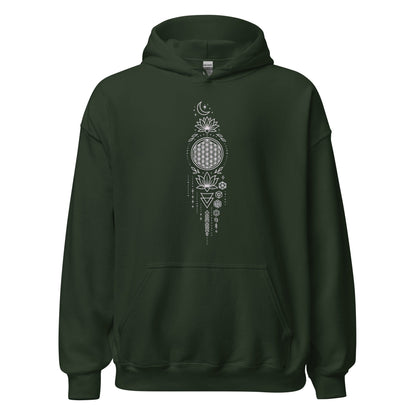 Spiritueller Hoodie mit Geometrie & Lotus – Boho Kapuzenpullover – Unisex – Achtsamkeit & Energie – Mandala Design - Unisex - Kapuzenpullover - YogaStylz