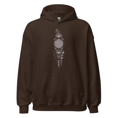 Spiritueller Hoodie mit Geometrie & Lotus – Boho Kapuzenpullover – Unisex – Achtsamkeit & Energie – Mandala Design - Unisex - Kapuzenpullover - YogaStylz