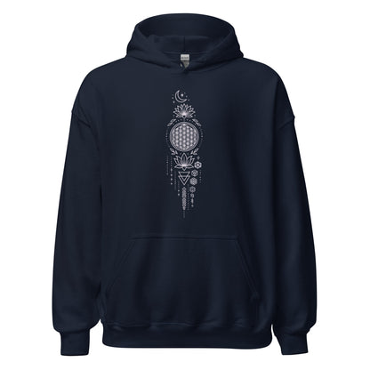 Spiritueller Hoodie mit Geometrie & Lotus – Boho Kapuzenpullover – Unisex – Achtsamkeit & Energie – Mandala Design - Unisex - Kapuzenpullover - YogaStylz