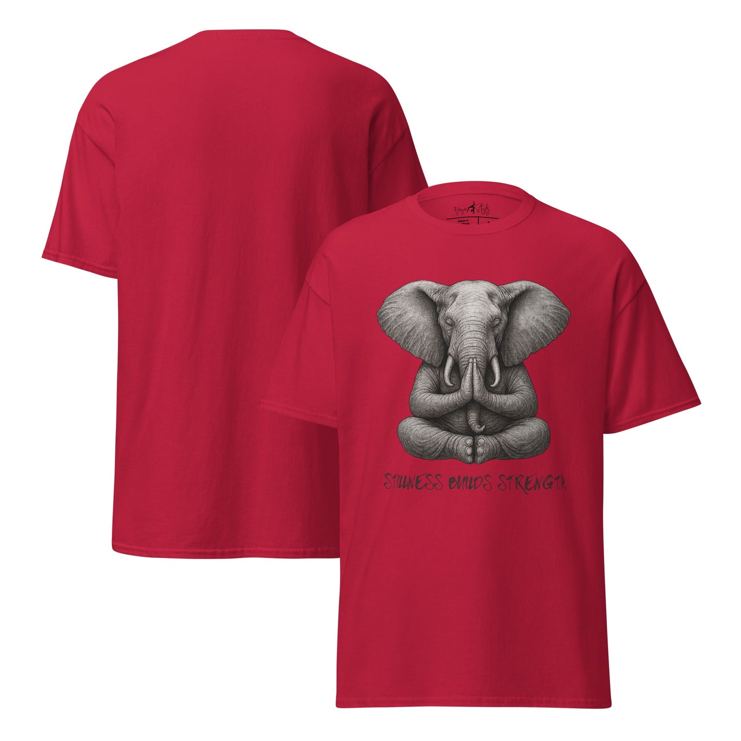 T-Shirt Elefant – Stillness builds strength – Achtsamkeit Yoga Shirt – Unisex aus 100 % Baumwolle – Tiermotiv Streetwear - YogaStylz