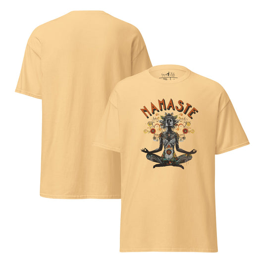T-Shirt meditierende Frau – Achtsamkeit & Yoga Shirt – Spirituelles Unisex Shirt aus Baumwolle - Klassisches Unisex T-Shirt - YogaStylz
