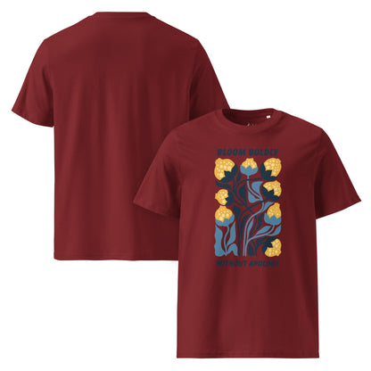 T-Shirt mit „Bloom Boldly Without Apology“ Print – Unisex Shirt aus 100 % Baumwolle (Bio) | Retro Florales Statement - YogaStylz