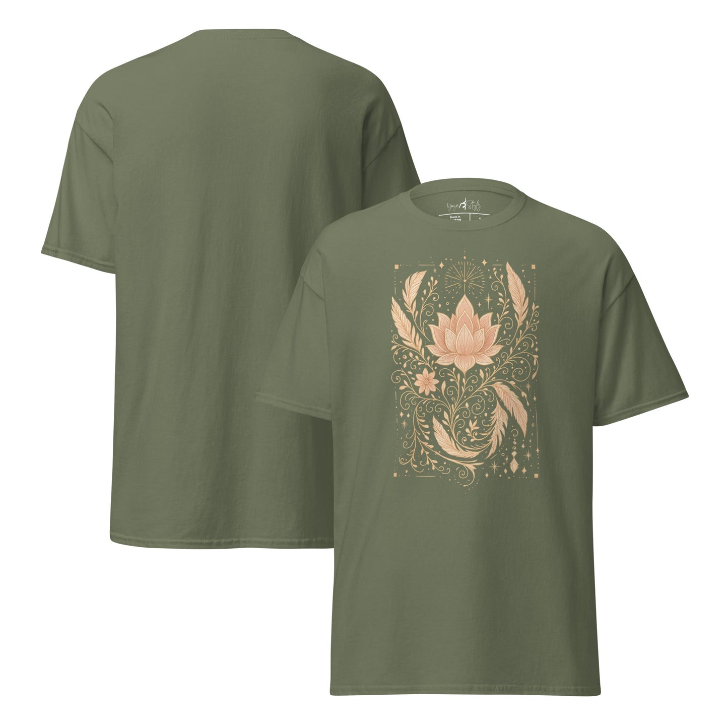 T-Shirt mit Lotus & Ornamenten – Spirituelles Unisex Shirt – Achtsamkeit & Yoga Boho Stil – 100 % Baumwolle - Klassisches Unisex T-Shirt - YogaStylz