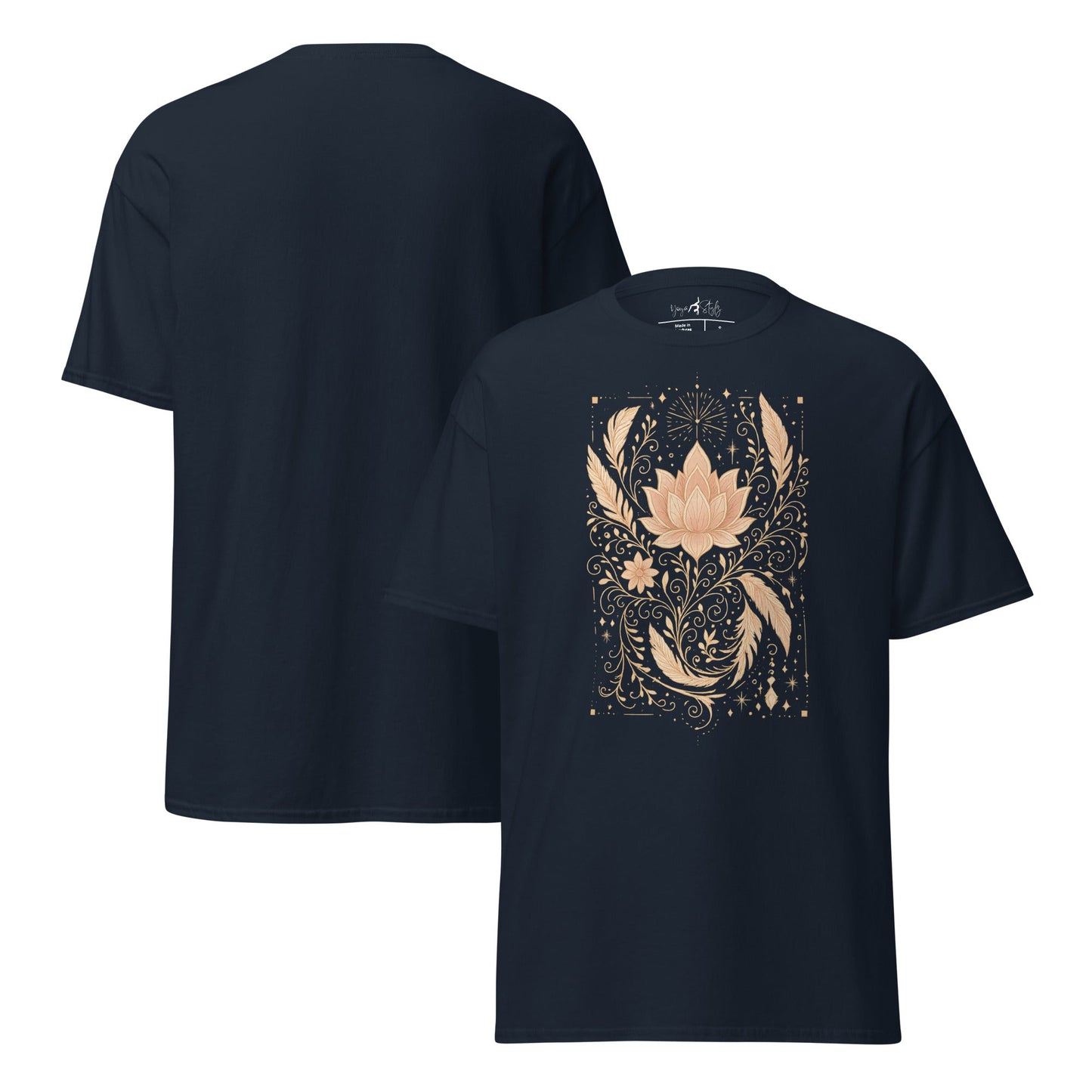 T-Shirt mit Lotus & Ornamenten – Spirituelles Unisex Shirt – Achtsamkeit & Yoga Boho Stil – 100 % Baumwolle - Klassisches Unisex T-Shirt - YogaStylz