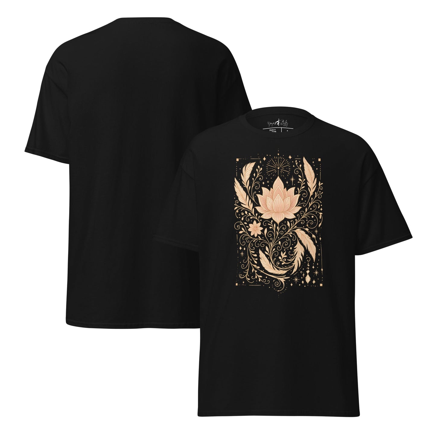 T-Shirt mit Lotus & Ornamenten – Spirituelles Unisex Shirt – Achtsamkeit & Yoga Boho Stil – 100 % Baumwolle - Klassisches Unisex T-Shirt - YogaStylz