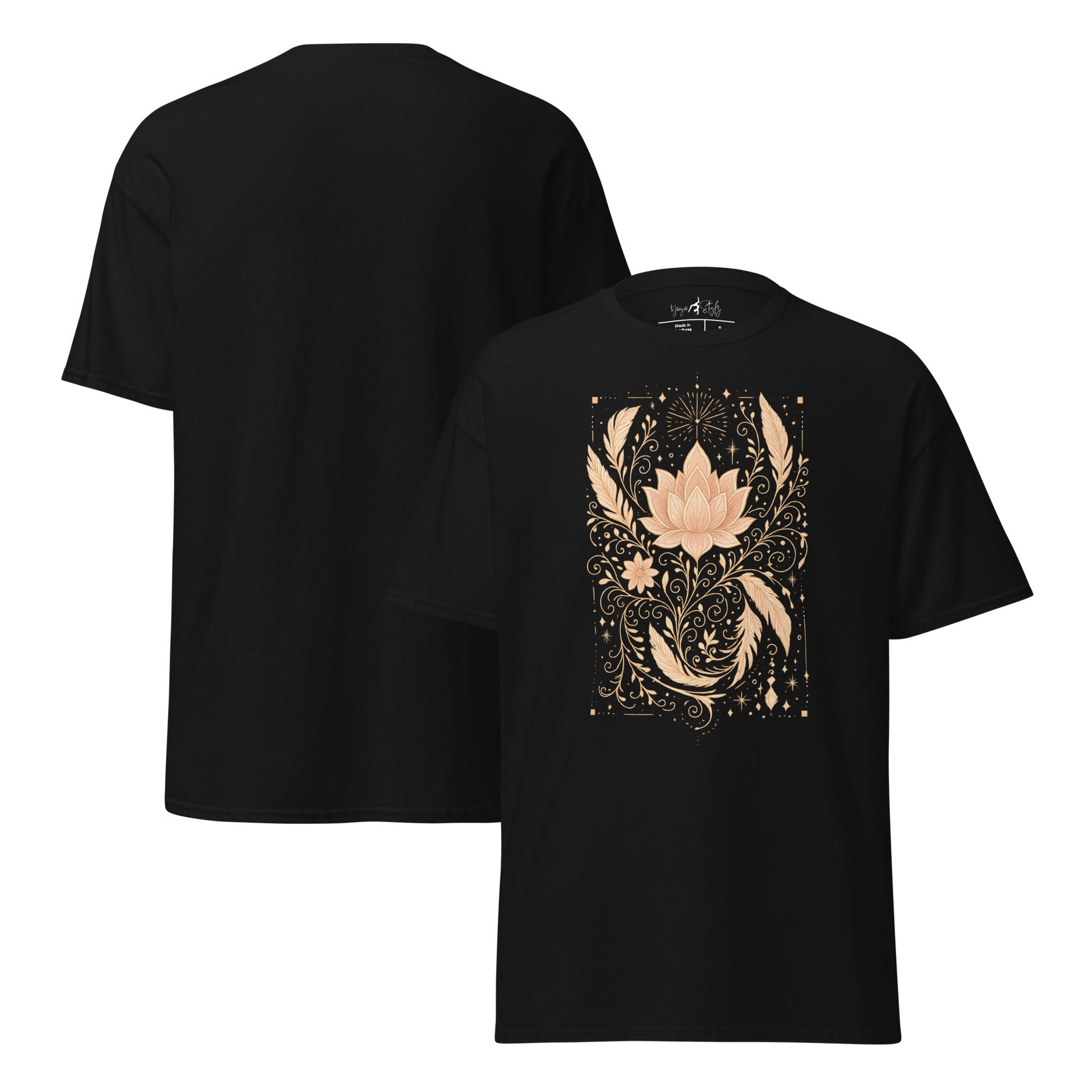 T-Shirt mit Lotus & Ornamenten – Spirituelles Unisex Shirt – Achtsamkeit & Yoga Boho Stil – 100 % Baumwolle - Klassisches Unisex T-Shirt - YogaStylz