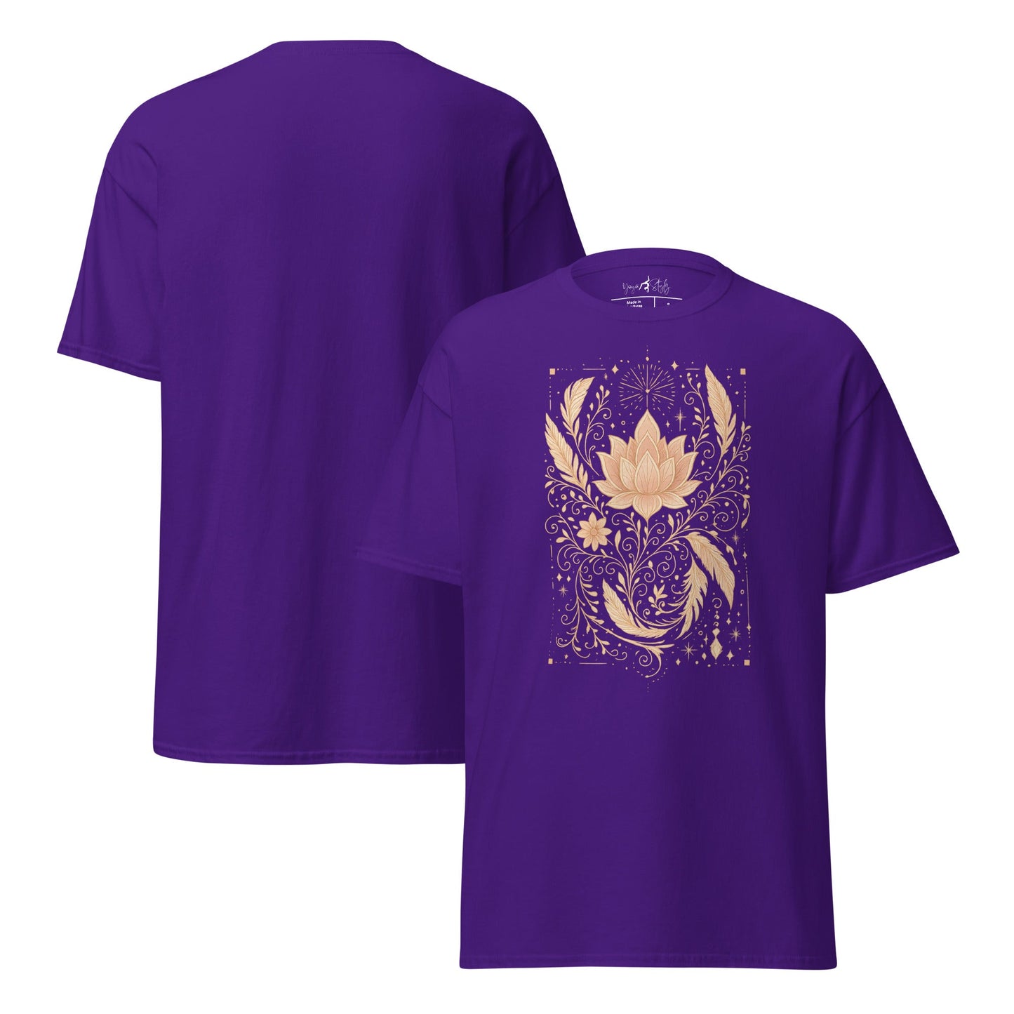 T-Shirt mit Lotus & Ornamenten – Spirituelles Unisex Shirt – Achtsamkeit & Yoga Boho Stil – 100 % Baumwolle - Klassisches Unisex T-Shirt - YogaStylz