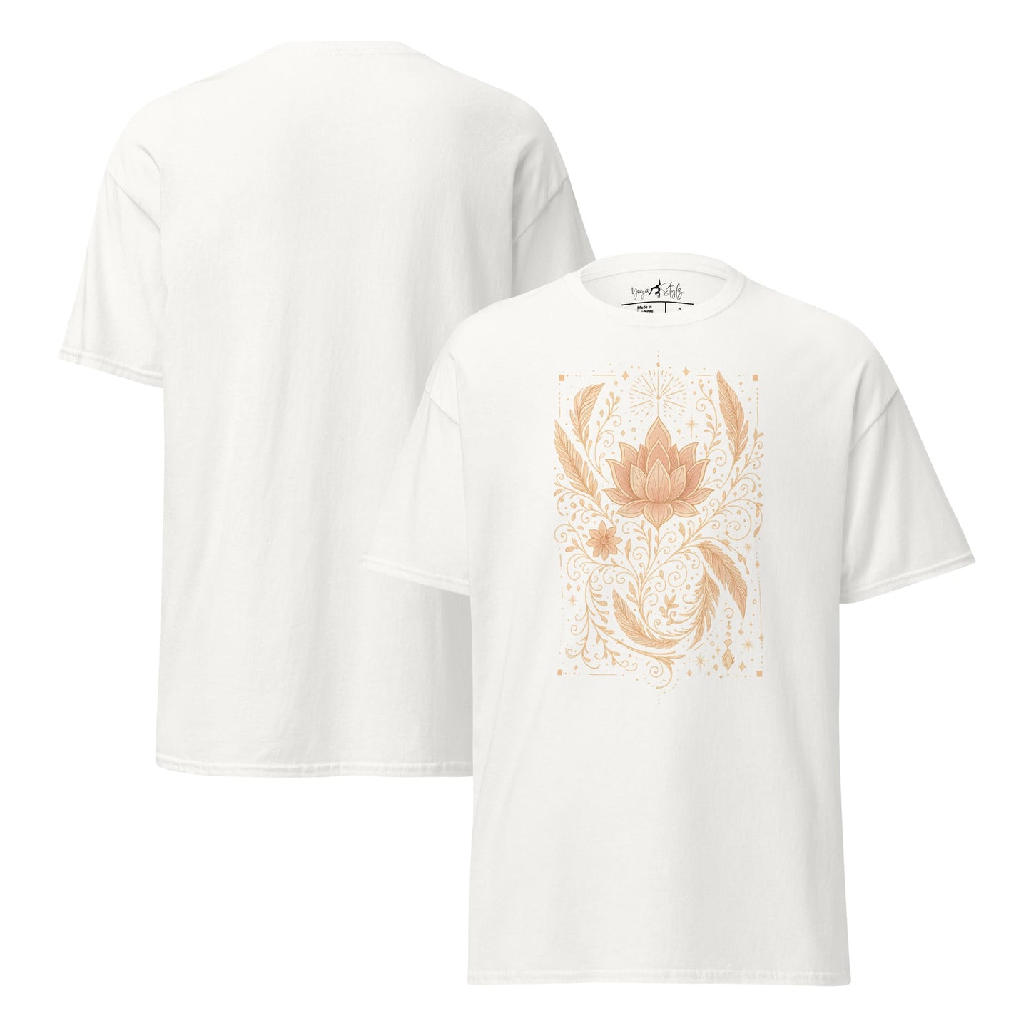 T-Shirt mit Lotus & Ornamenten – Spirituelles Unisex Shirt – Achtsamkeit & Yoga Boho Stil – 100 % Baumwolle - Klassisches Unisex T-Shirt - YogaStylz