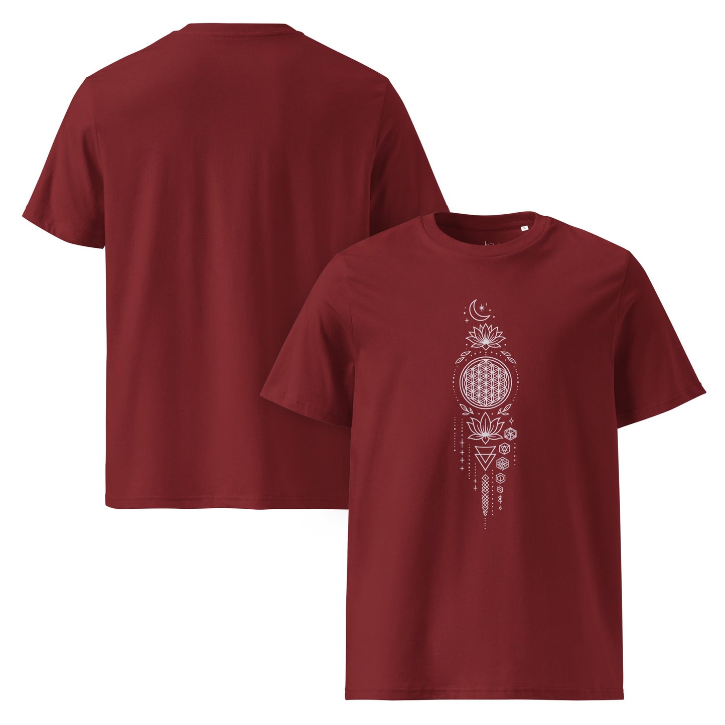 Unisex - Bio - Baumwoll - T-Shirt - Sacred Geometry T-Shirt – Spirituelles Mandala Design – Boho Unisex Shirt – Bio - Baumwolle – Achtsamkeit & Energie - YogaStylz