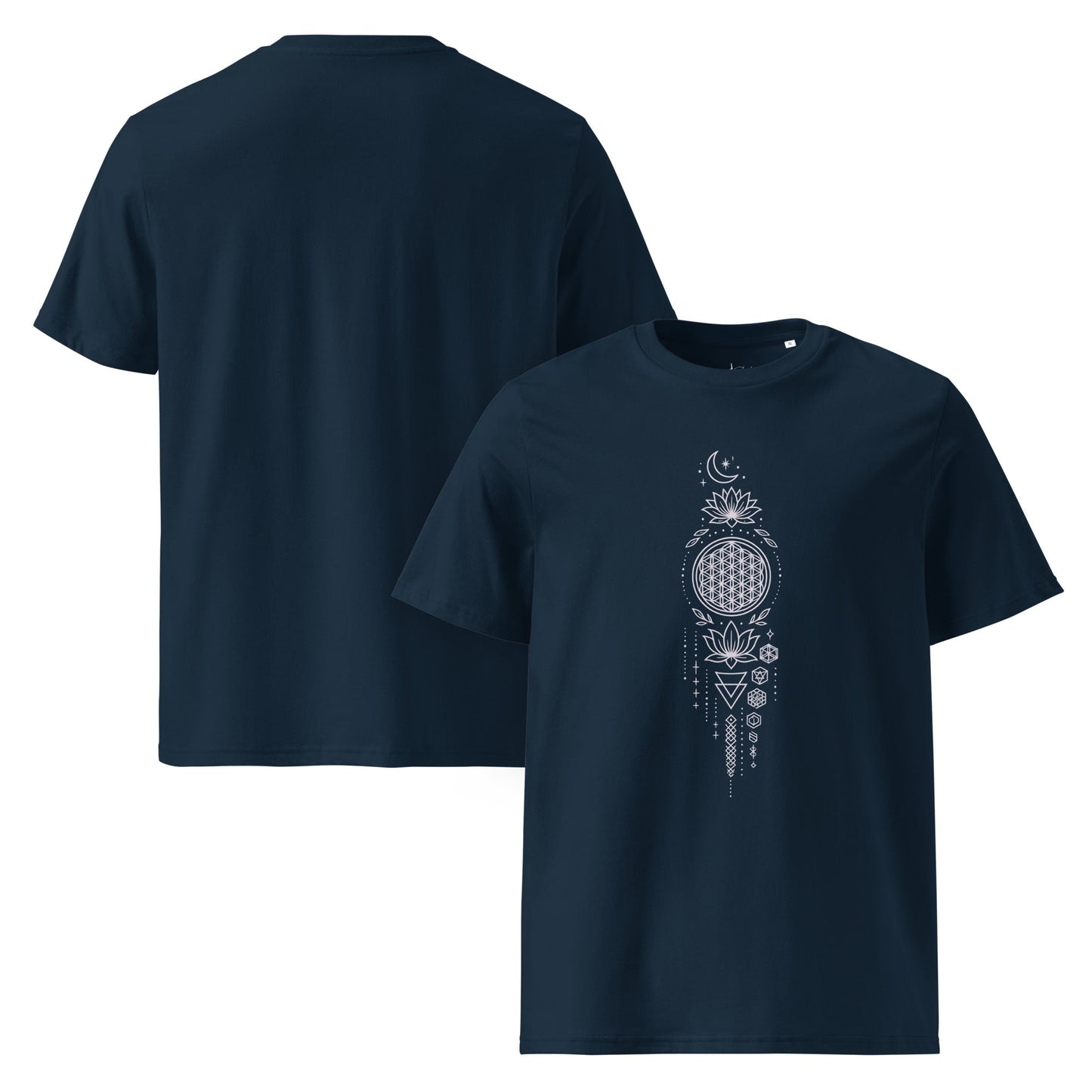 Unisex - Bio - Baumwoll - T-Shirt - Sacred Geometry T-Shirt – Spirituelles Mandala Design – Boho Unisex Shirt – Bio - Baumwolle – Achtsamkeit & Energie - YogaStylz