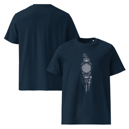Unisex - Bio - Baumwoll - T-Shirt - Sacred Geometry T-Shirt – Spirituelles Mandala Design – Boho Unisex Shirt – Bio - Baumwolle – Achtsamkeit & Energie - YogaStylz
